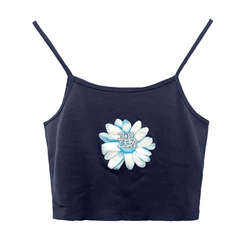 BUD LIGHT | Vintage Y2K Bud Light Flower Navy Cropped Cami Tank Top XL